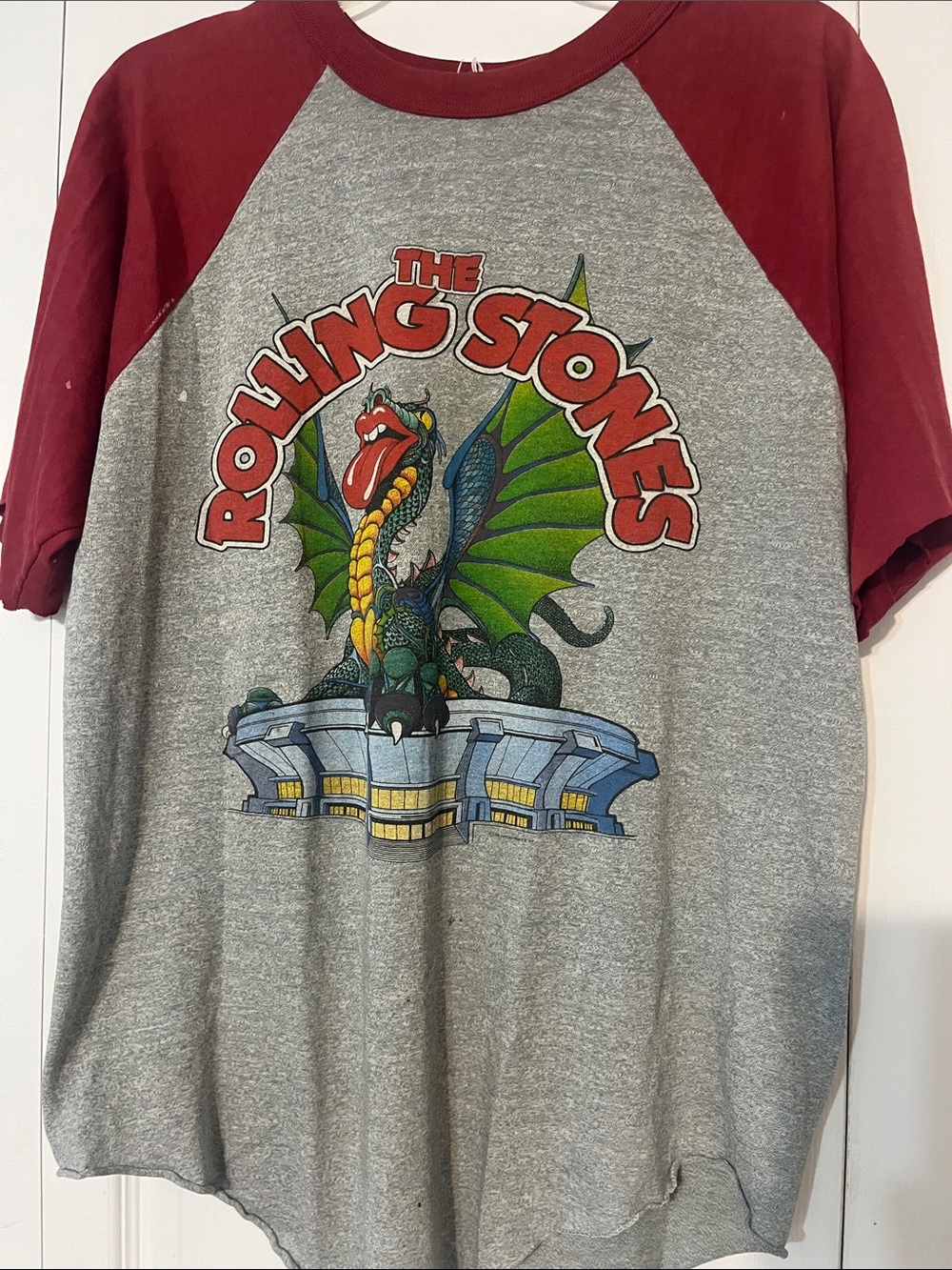 Vintage The Rolling Stones Dragon Tee with Maroon Sleeves